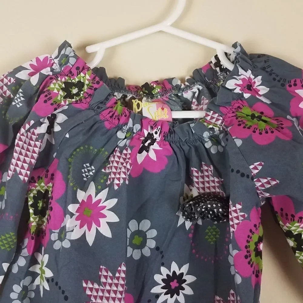 Banana Split Gray Floral Top 3T - Picture 3 of 6